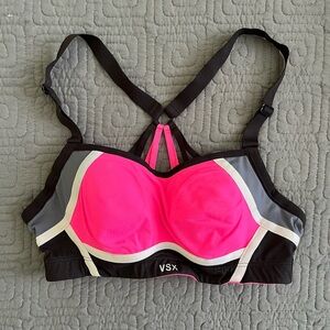 Victoria Secret Neon Pink and Black Wired Sports Bra -